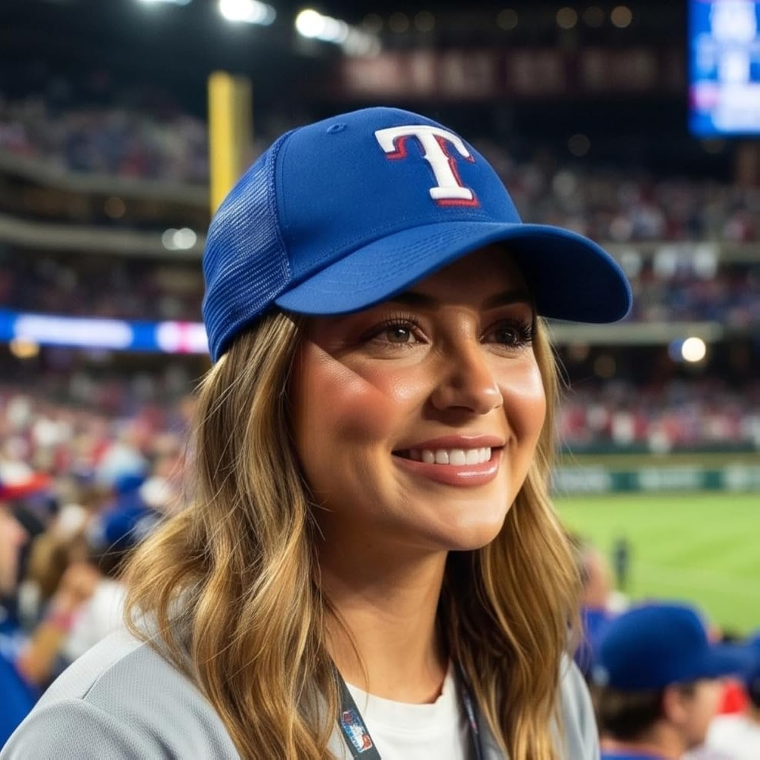 Texas Rangers Blue Mesh Trucker Hat Embroidered Structured Adjustable Sports Cap