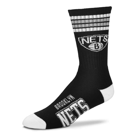 Brooklyn Nets Crew Socks Adult Size Stripe NBA Basketball Team Logo New