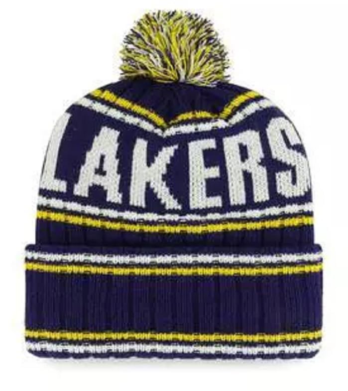 Officially Licensed Los Angeles Basketball Cuffed Knit Pom Beanie Hat Classic Edition Embroidered Team Logo Saskatoon Winter Cap