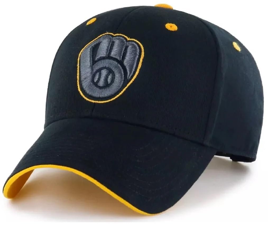 Officially Licensed Milwaukee Baseball Classic Edition Hat MVP Home Team Logo Adjustable Embroidered Structured Black Cap