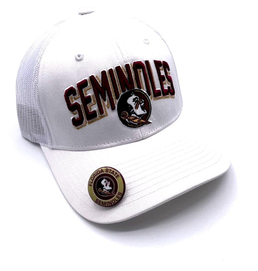 Florida State Seminoles Hat Solid White Mesh Trucker NCAA College Football Team Logo University Cap New