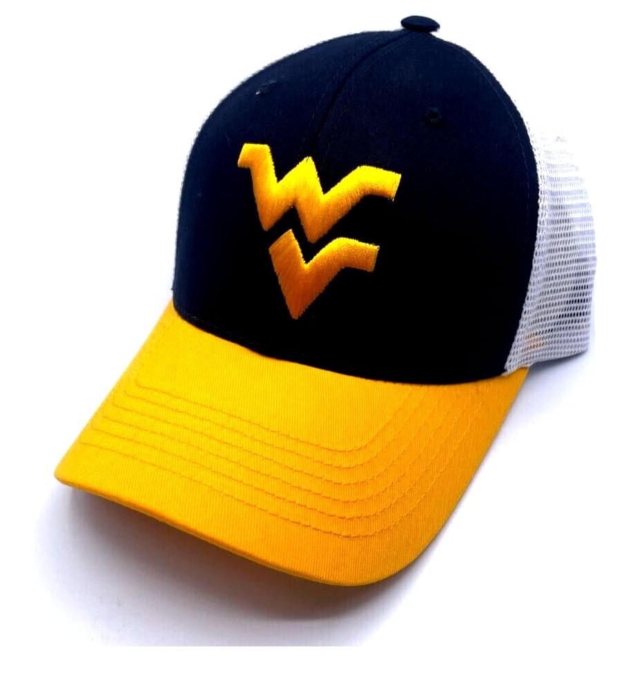 West Virginia Classic Two Tone Hat Adjustable University Mesh Trucker Cap Blue