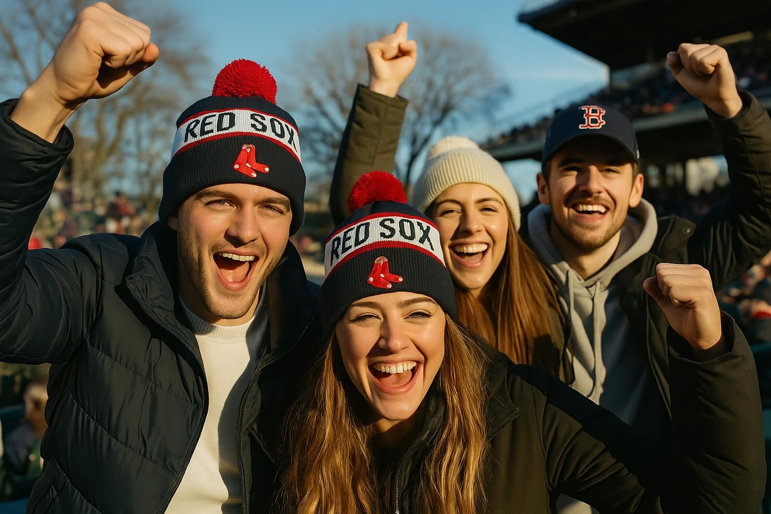 Officially Licensed Boston Red Sox Baseball Navy Cuffed Knit Pom Beanie Hat Classic Edition Embroidered Red/White Team Logo Winter Sox Winter Sports Cap