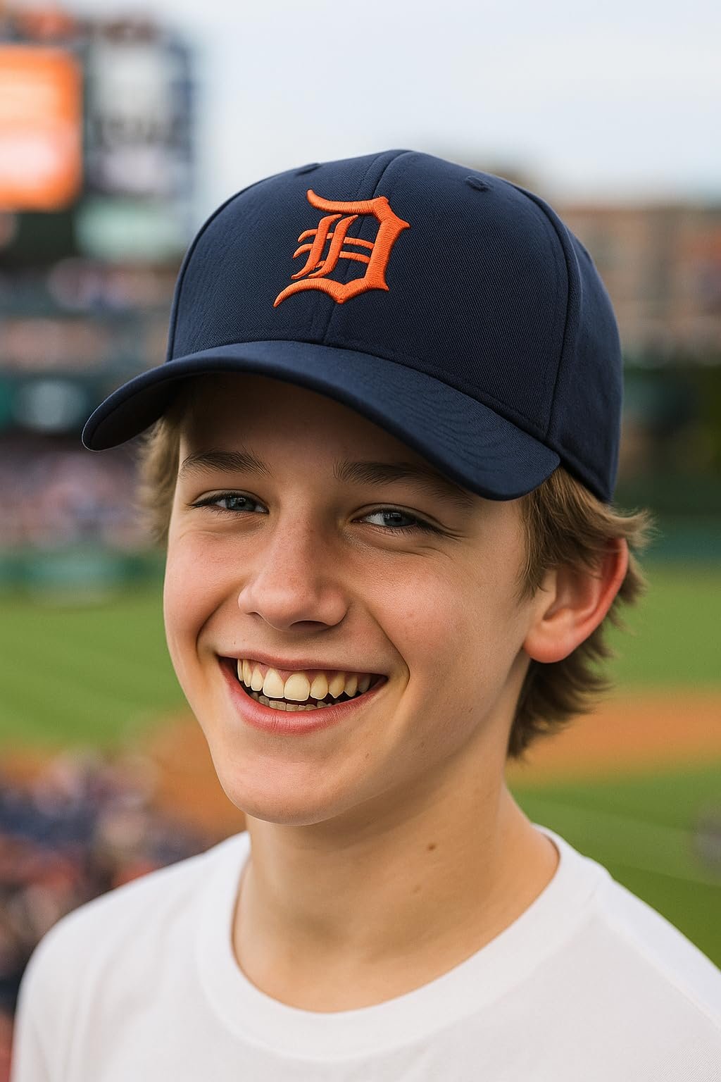 Officially Licensed Detroit Youth Navy MVP Hat Iconic Orange D Logo Embroidery Adjustable Sports Cap for Boys and Girls