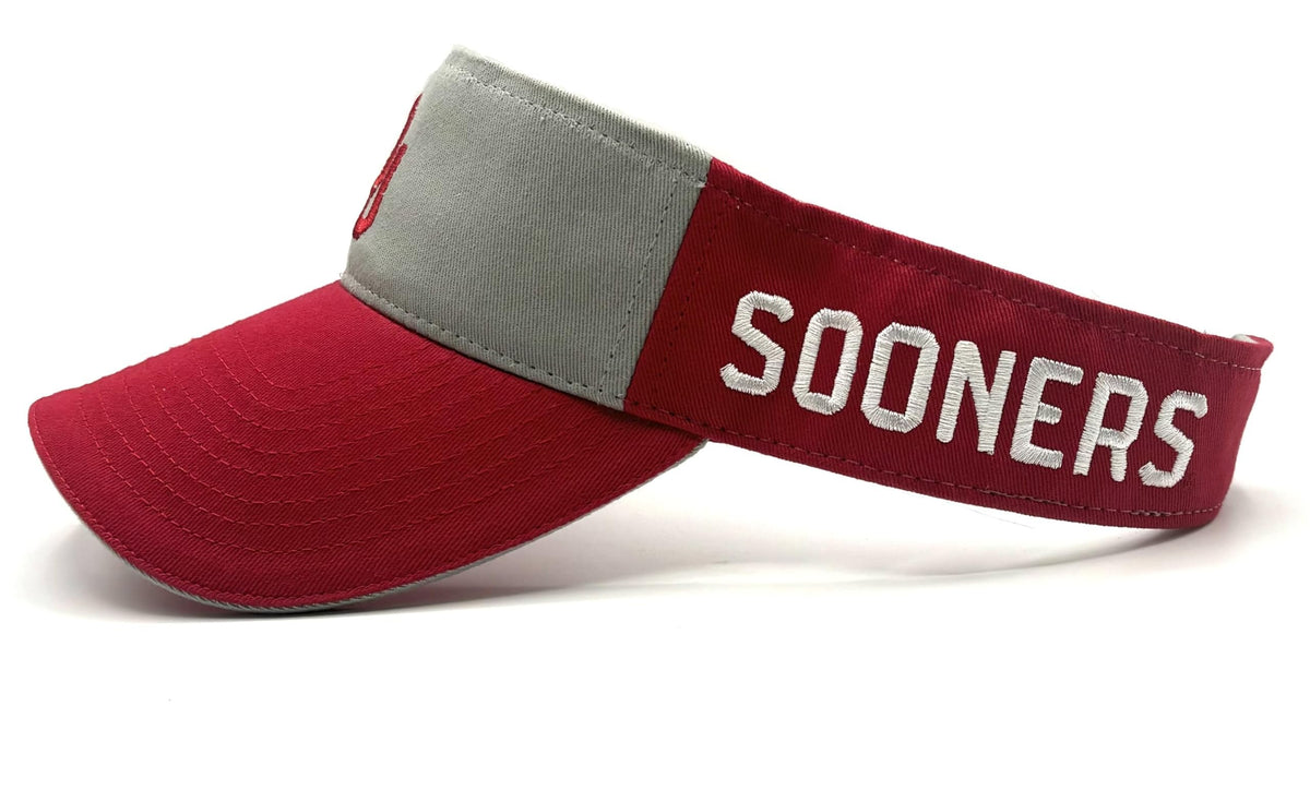 Officially Licensed Oklahoma University Visor Hat Adjustable Team Logo Classic Cap (Crimson)