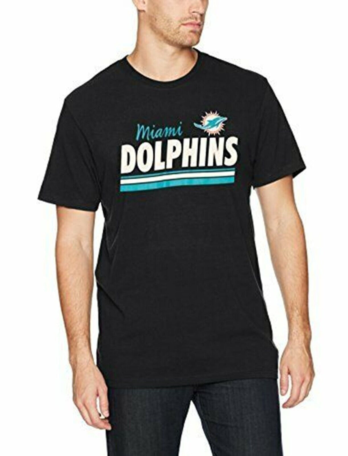 Miami Dolphins Black Men's Shirt NFL Football Team Logo Authentic Classic New