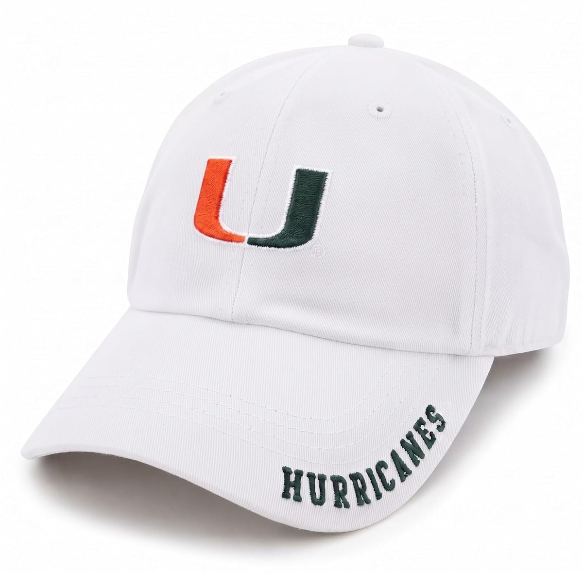 University of Miami Hurricanes White Relaxed Fit Unisex Hat Embroidered 'U'