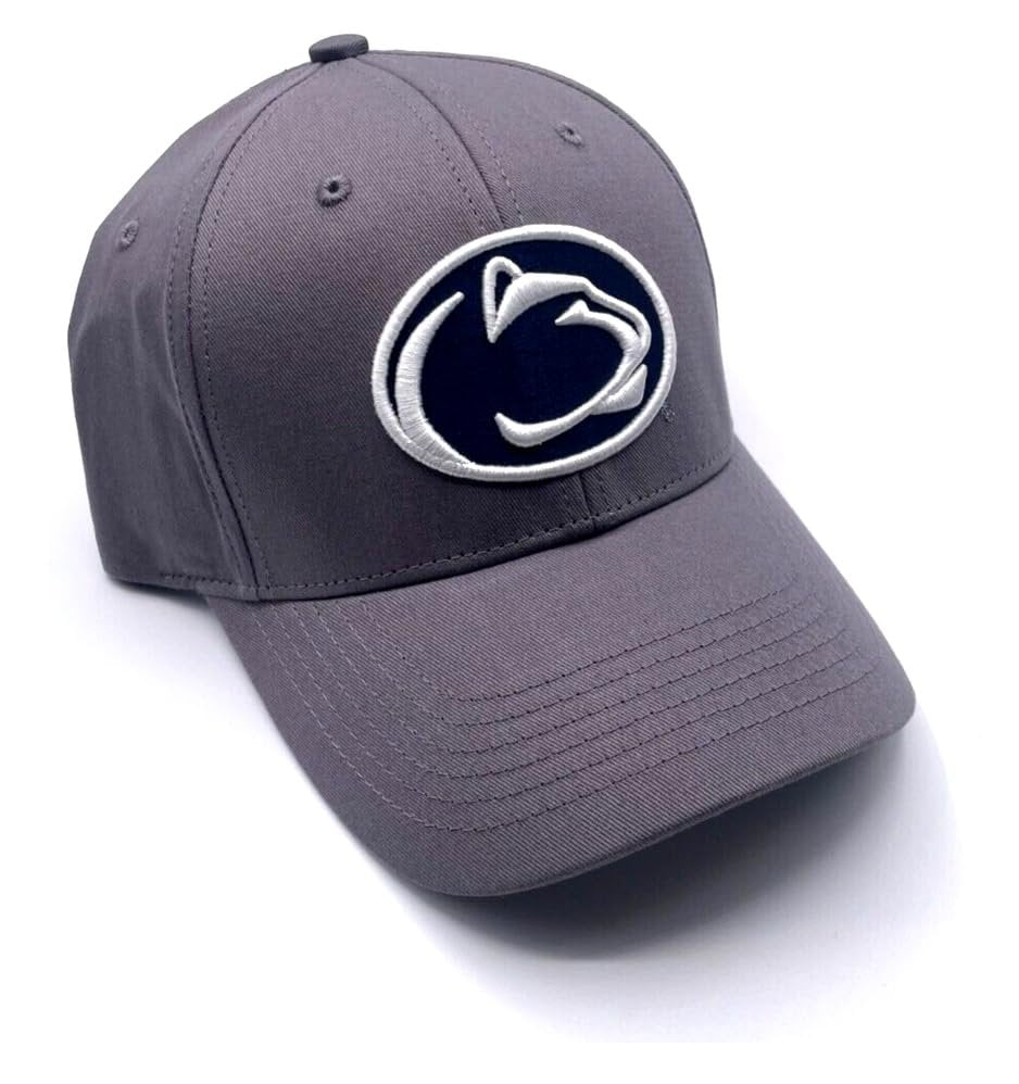 Officially Licensed Penn State Classic MVP Hat Structured Team Logo Adjustable Embroidered Cap (Gray)