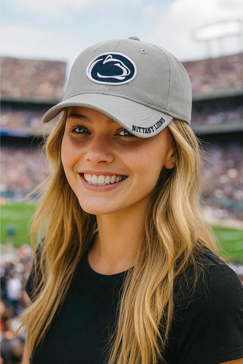 Officially Licensed Penn State Nittany Lions Baseball Hat Gray/Blue Relaxed Fit Clean Up Hat Primary Team Logo Adjustable Sports Ball Cap