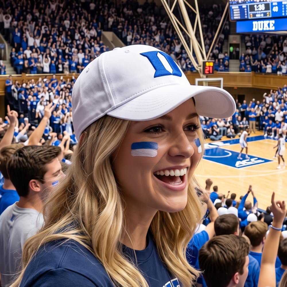 Officially Licensed Duke Blue Devils White MVP Hat Iconic Blue D Logo Embroidery Adjustable Structured Cap