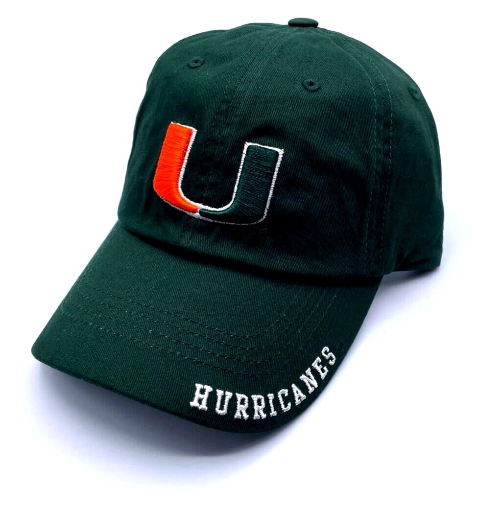 University Miami Classic Adjustable Embroidered Hurricanes Logo Cap Multicolor