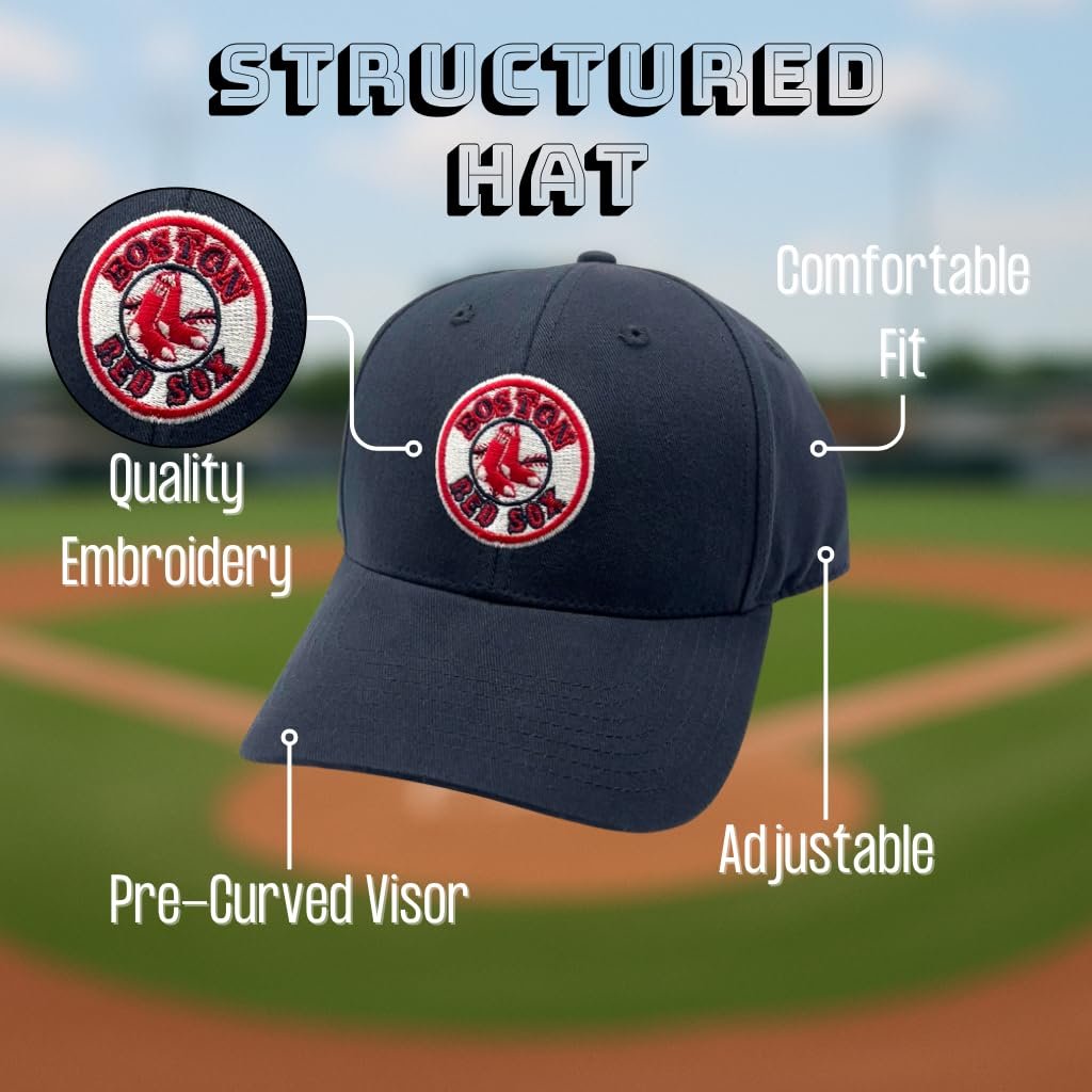 Officially Licensed Boston Red Sox Baseball Classic Edition Navy MVP Hat Adjustable Primary Home Team Logo Red/Blue Sox Sports Ball Cap