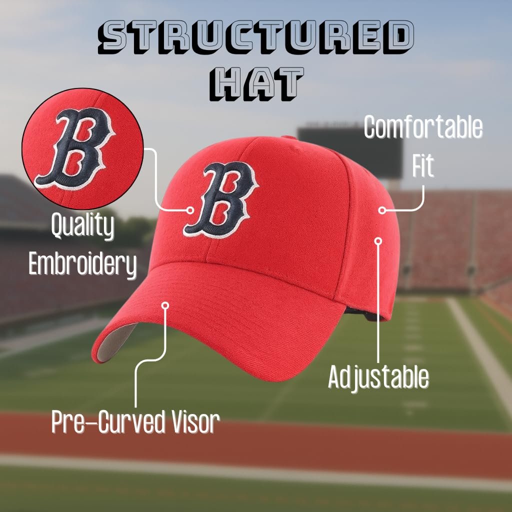 Officially Licensed BostonRed Sox Youth Boys Girls Baseball MVP Blue Hat Classic Edition Kids Adjustable Team Logo Red/Navy Sox Sports Ball Cap