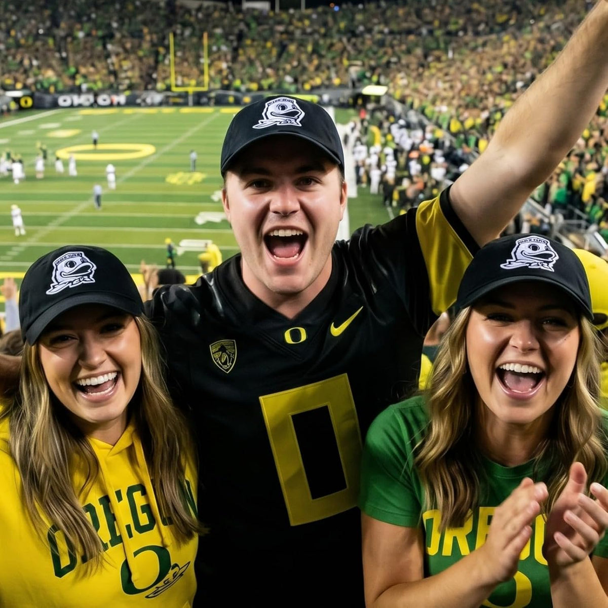 Oregon Ducks Relaxed Fit Black Hat with Iconic White Logo, Unisex Cap