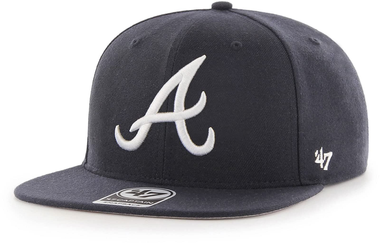 Atlanta Braves Hat No Shot Captain Adjustable Snapback Navy Blue Cap MLB Baseball Team Logo New