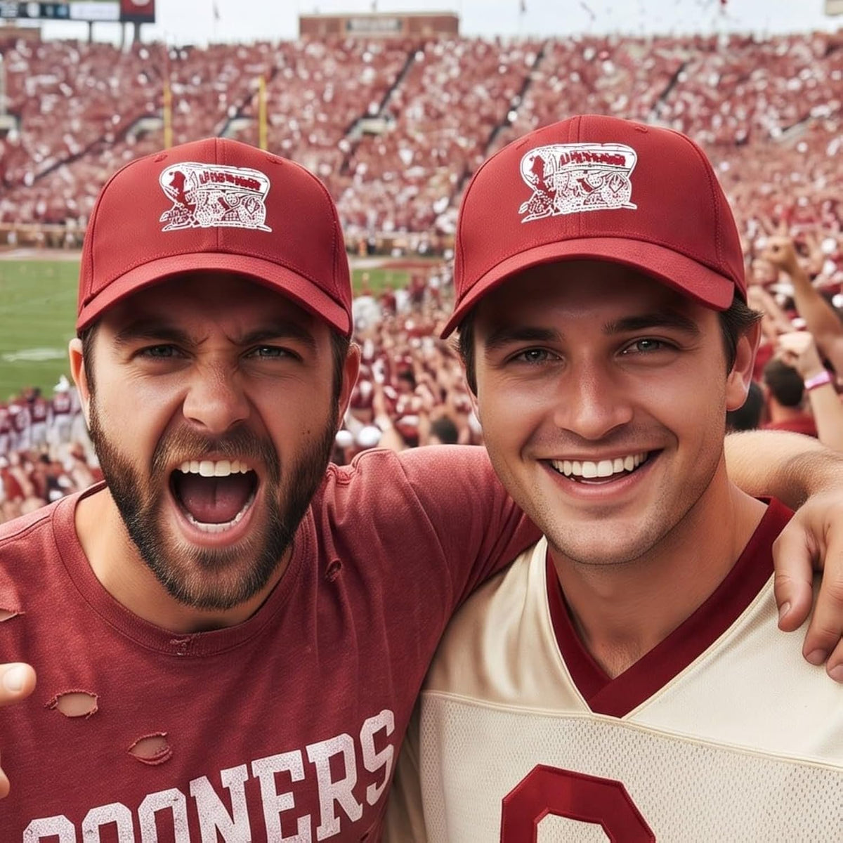 University of Oklahoma Sooners Crimson MVP Hat Vibrant Schooner Logo Cap