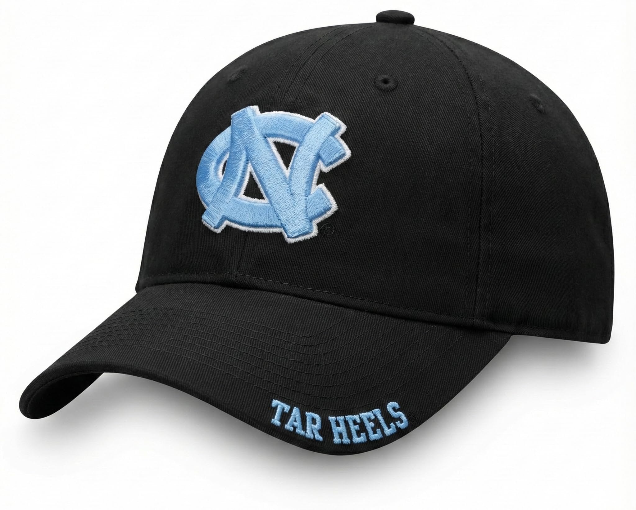Officially Licensed UNC Black Baseball Hat Classic Tar Heels Primary Team Logo Adjustable Embroidered University North Carolina Sports Cap