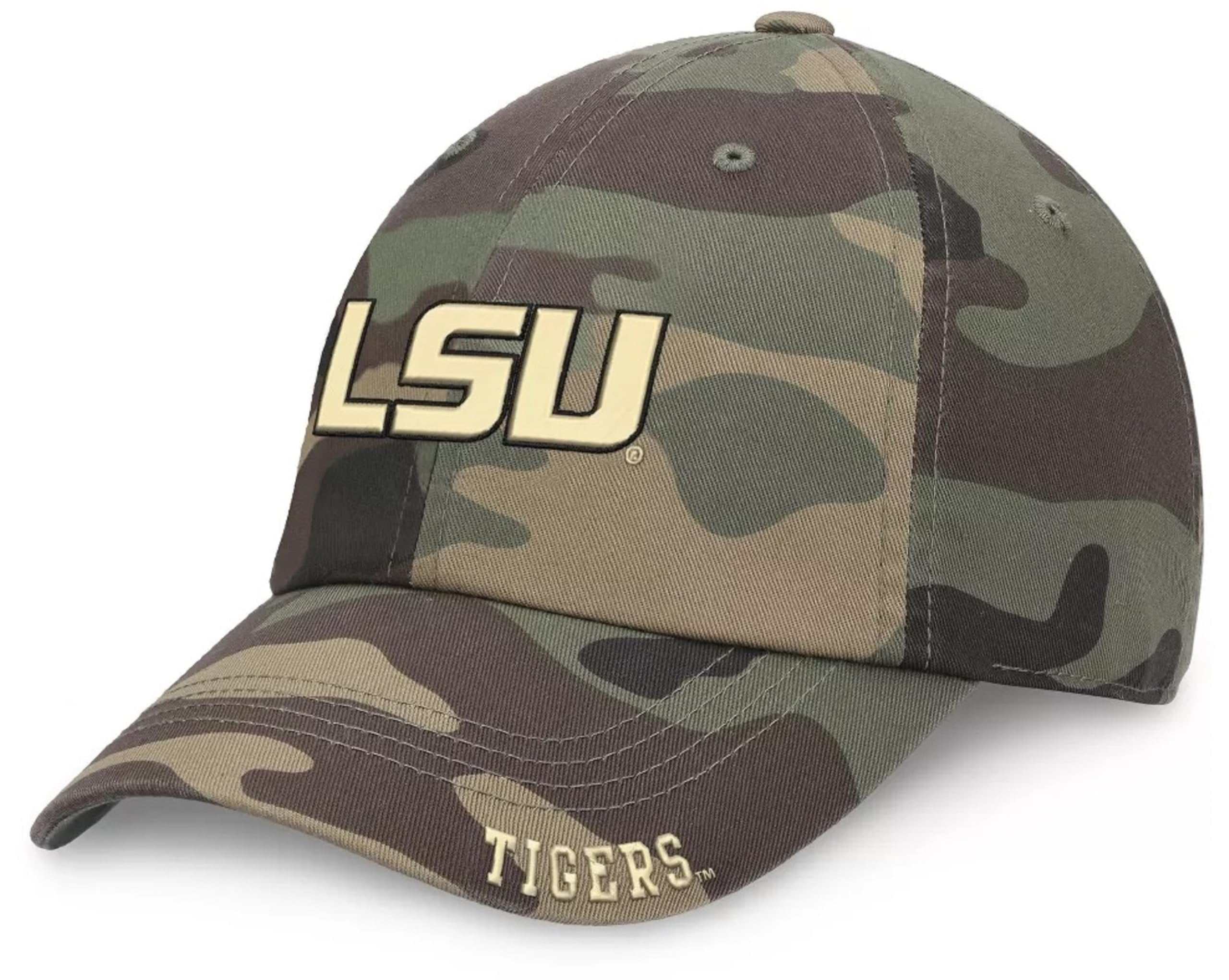 Officially Licensed LSU University Camouflage Hat Classic Edition Adjustable Tigers Embroidered Team Logo Relaxed Fit Cap