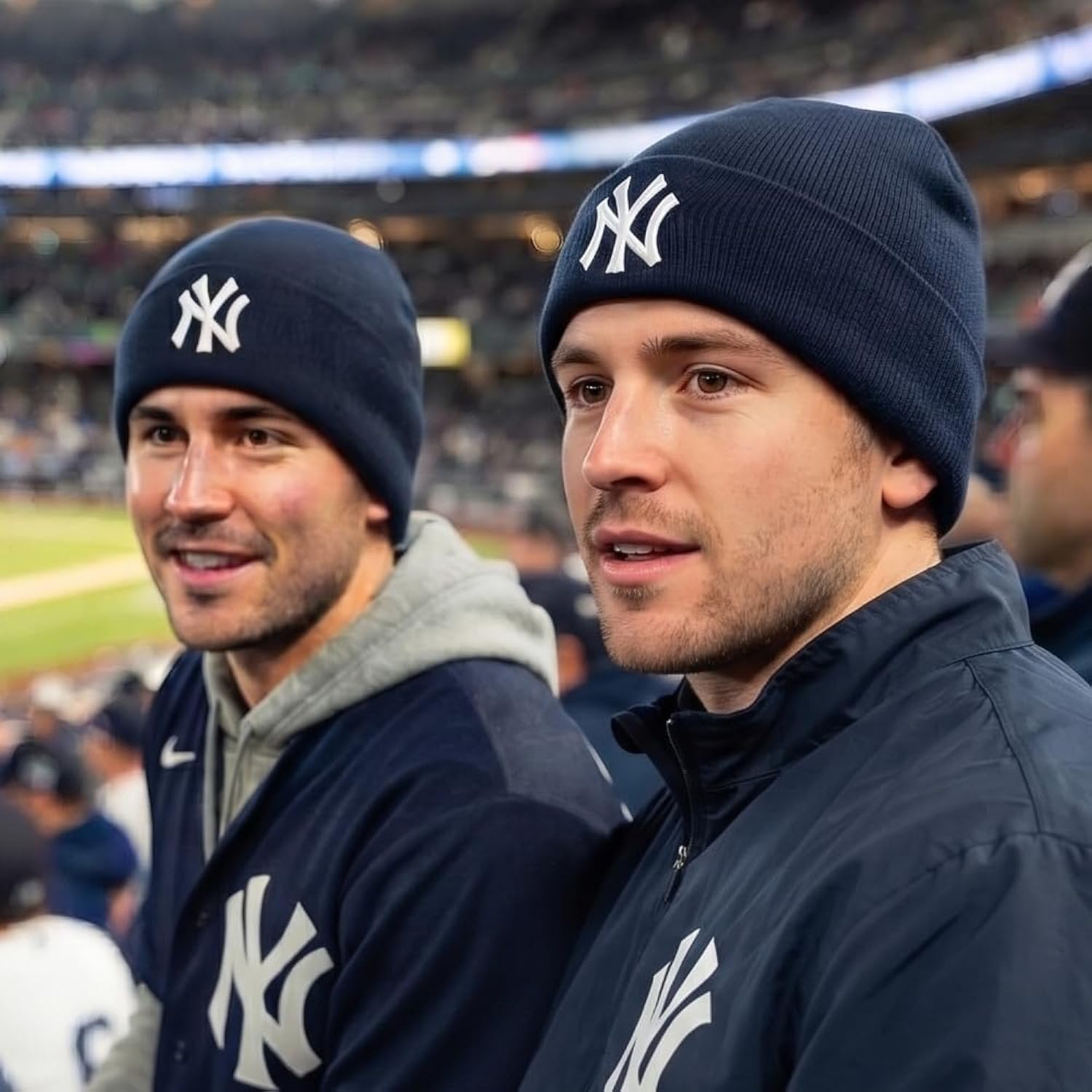 Officially Licensed New York Navy Blue Cuffed Knit Beanie with Iconic NY Embroidery in White