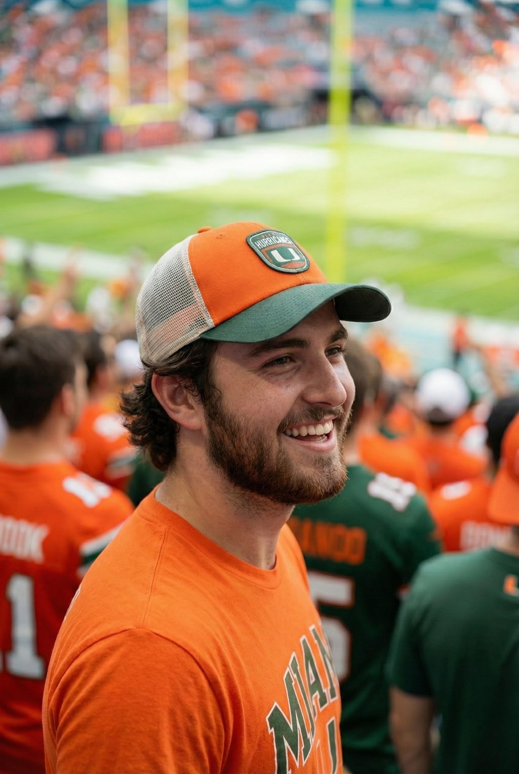 Officially Licensed University of Miami Hurricanes Hat Classic Relaxed Fit Hurricanes Team Logo Adjustable Mesh Trucker Snapback Baseball Sports Cap