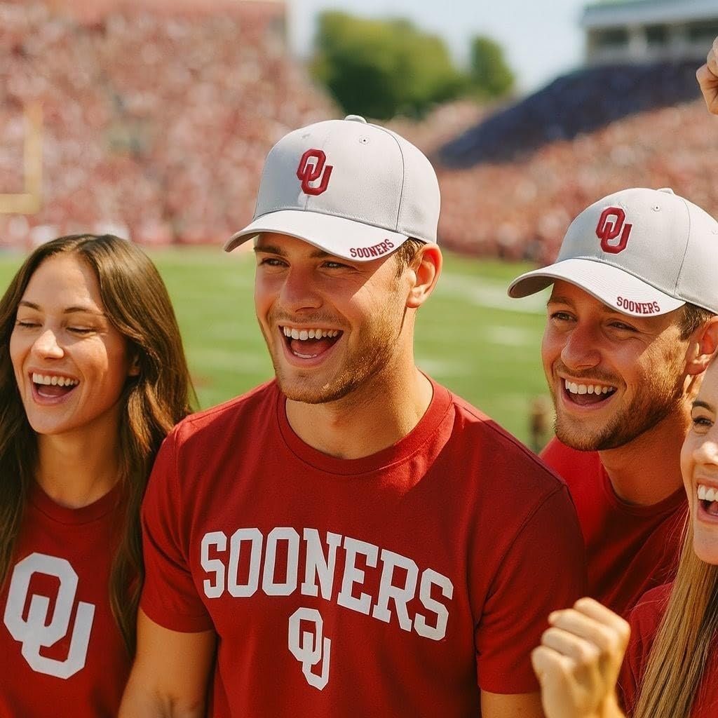 Officially Licensed Oklahoma University Sooners Hat Classic Adjustable Gray Relaxed Fit Embroidered Primary Team Logo Baseball Sports Cap