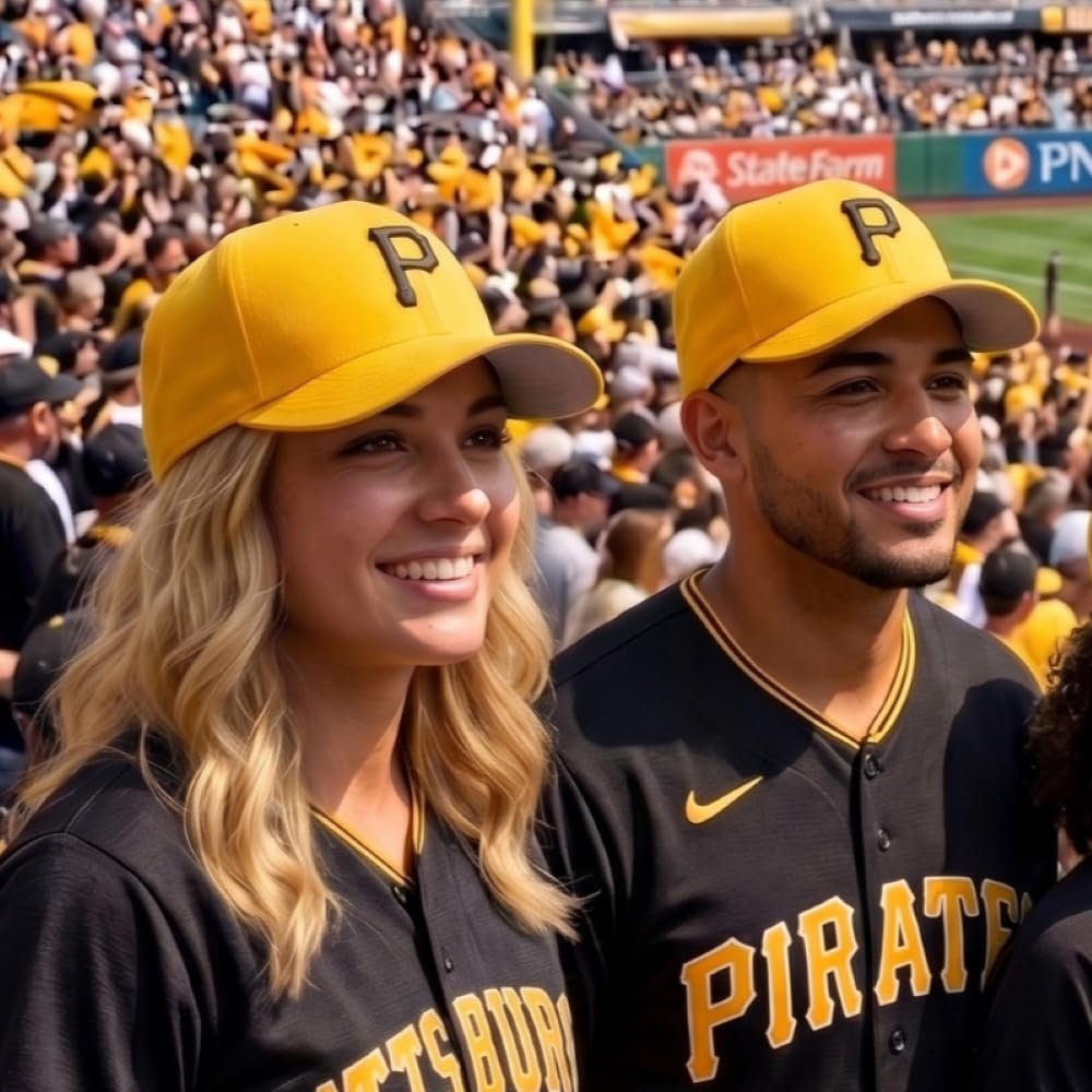 Officially Licensed Pittsburgh Pirates Classic Edition Yellow Hat Iconic Black P Logo Embroidery Adjustable Structured Cap