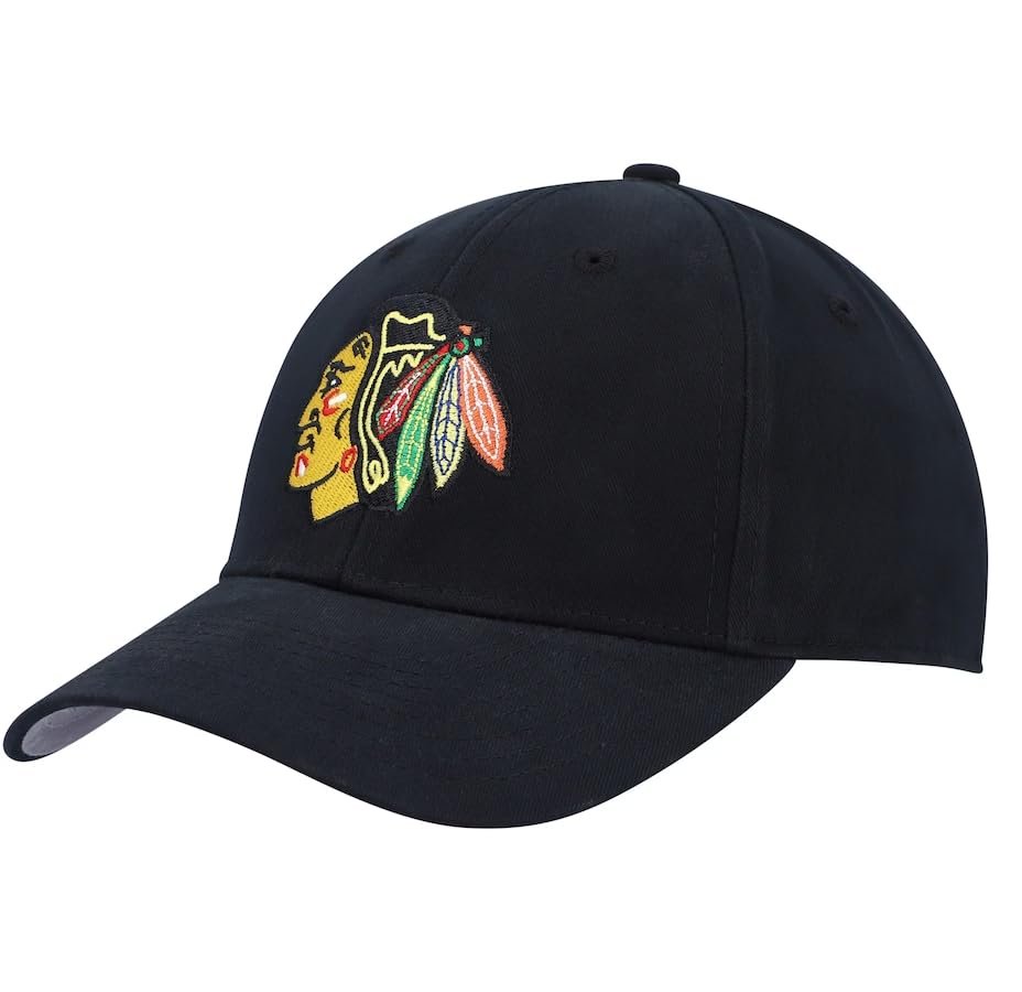 Officially Licensed Chicago Hockey Hat Classic Edition MVP Adjustable Team Logo Cap (Black)