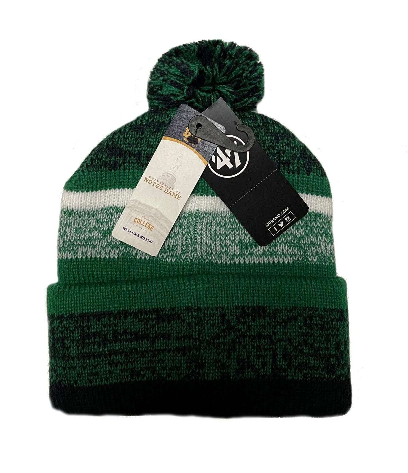 Notre Dame Fighting Irish Green Cuff Northward Beanie Hat with POM - NCAA Cuffed Winter Knit Toque Cap