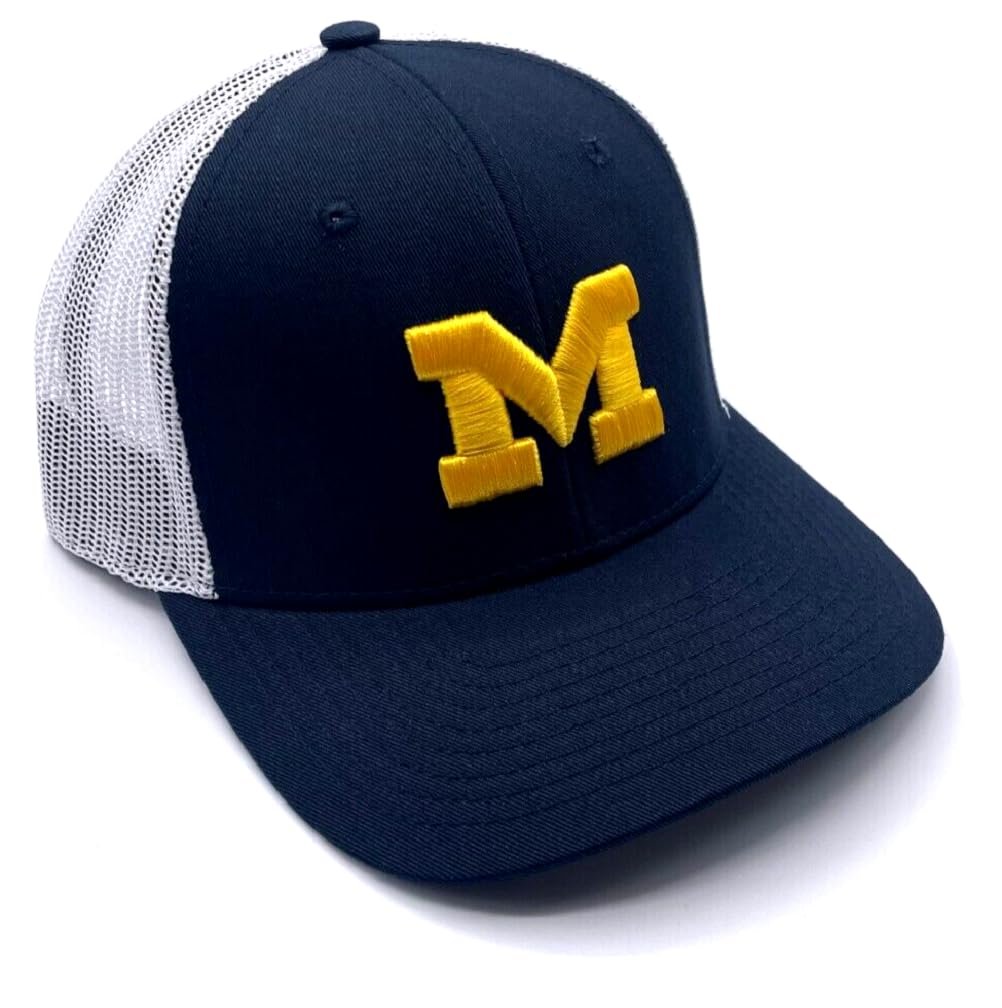 Michigan University Two-Tone Hat Adjustable Mesh Trucker Classic Team Logo Cap (Multicolor)