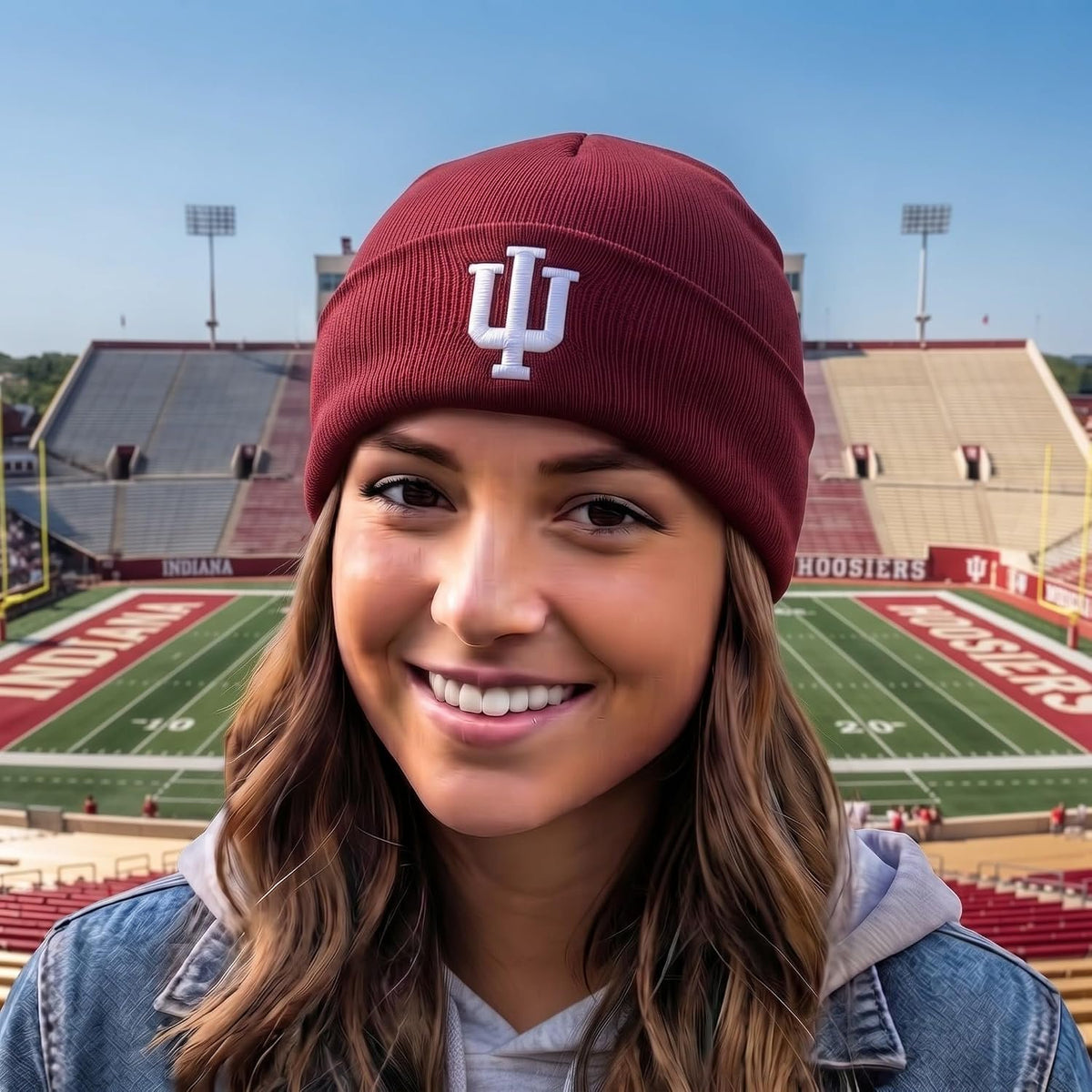 Indiana Hoosiers Crimson Cuff Knit Beanie with Embroidered White IU Logo