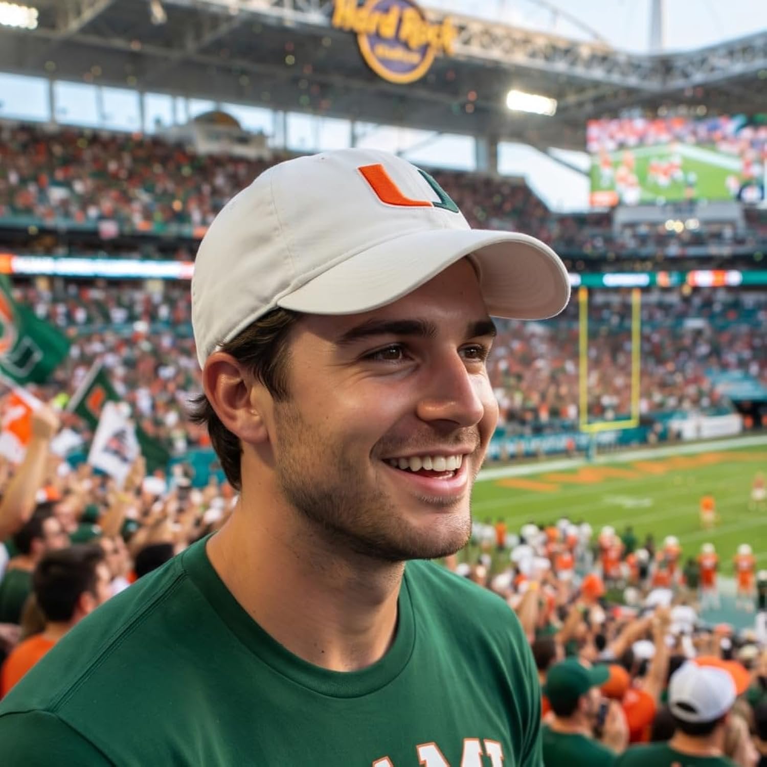 Officially Licensed University Of Miami Hurricanes White MVP Hat Iconic U Embroidery Adjustable Structured Sports Cap