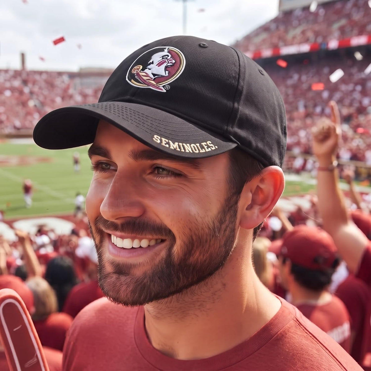 Officially Licensed Florida State Black Clean Up Hat Classic Edition Embroidered Primary Home Team Logo Adjustable Relaxed Fit Sports Cap