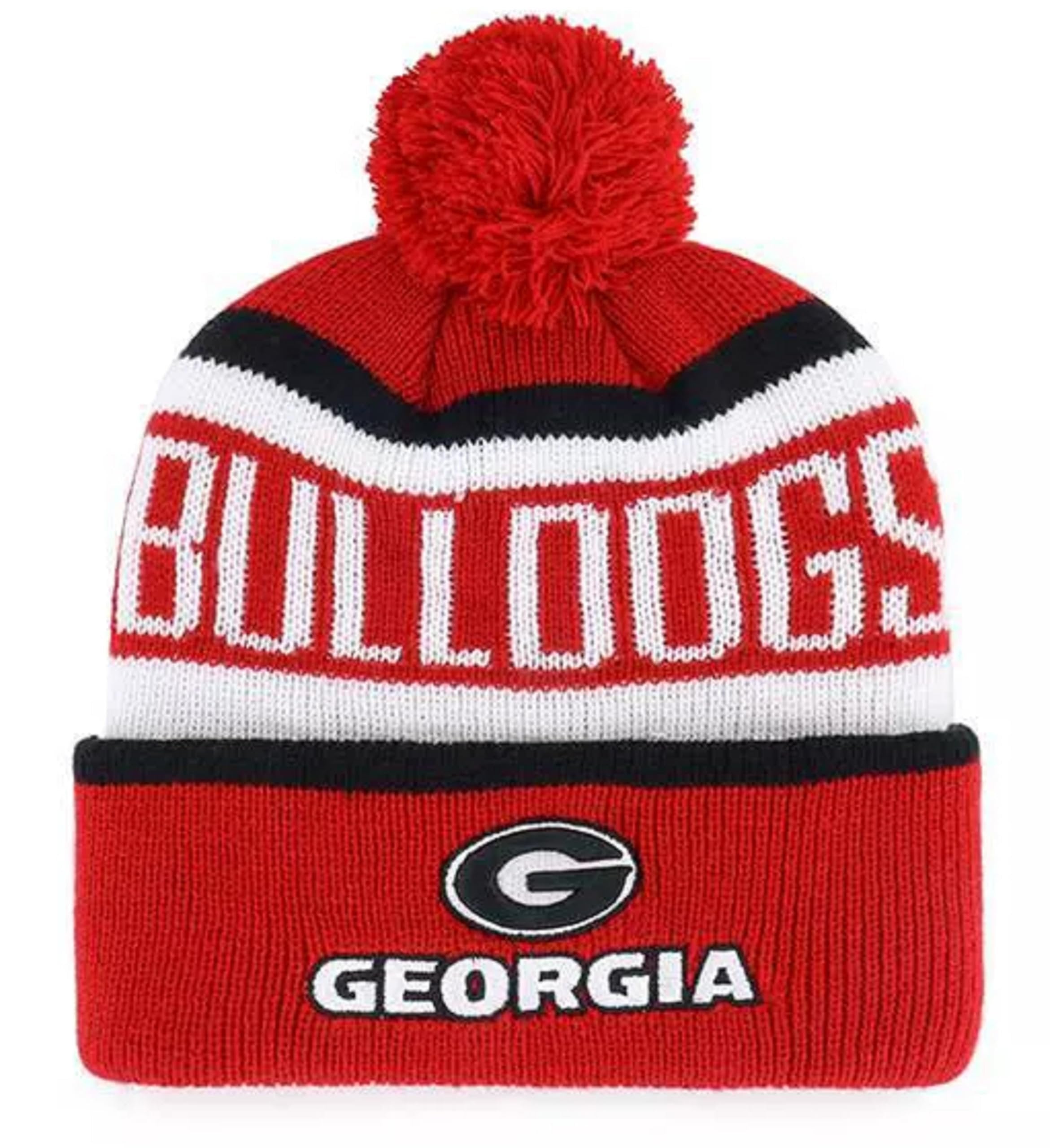 Officially Licensed Georgia Bulldogs Cuffed Knit Pom Beanie Hat Classic Edition Bulldogs Embroidered Team Logo Winter Cap Multicolor