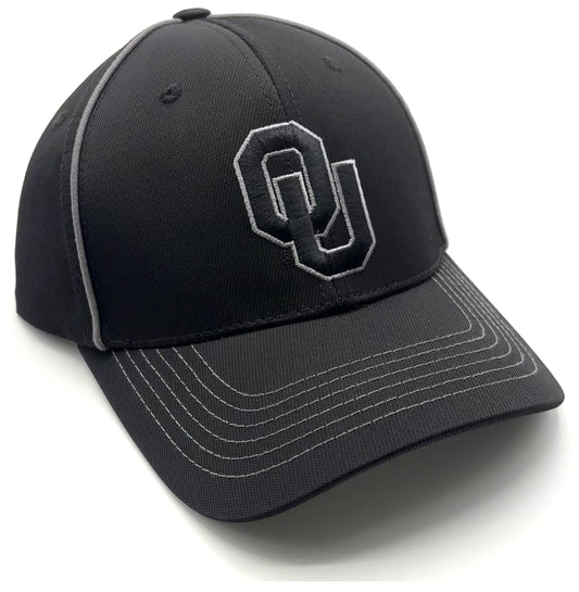 Officially Licensed Oklahoma University Black MVP Hat Classic Team Logo Structured Adjustable Embroidered Cap