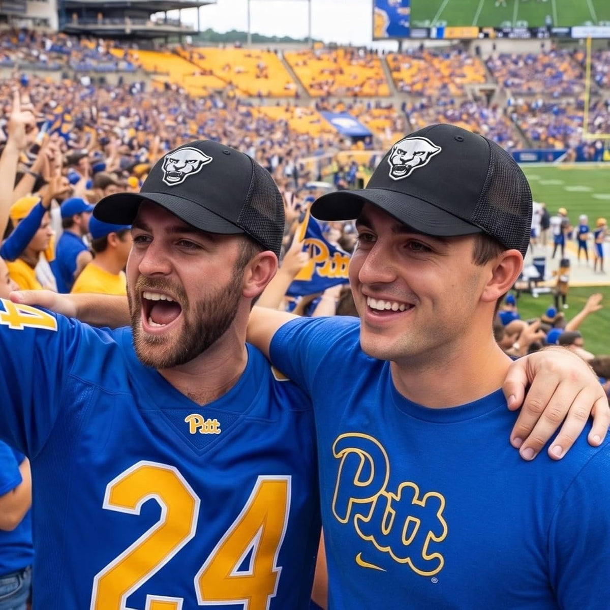 University of Pittsburgh Black Mesh Trucker Embroidered White Panther Logo