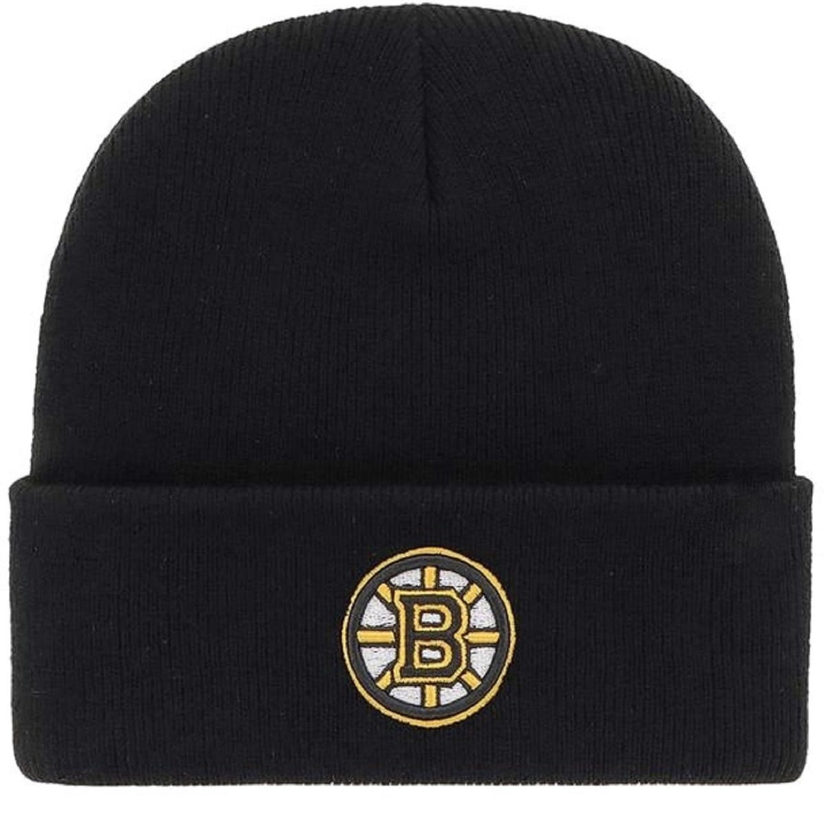 Officially Licensed Boston Hockey Black Cuffed Knit Beanie Hat Classic Primary Team Logo Embroidered Winter Cap