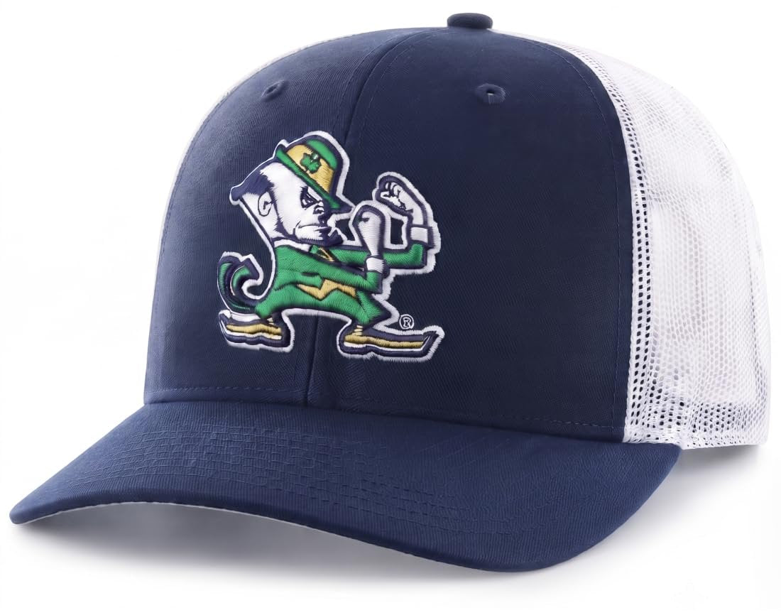 Officially Licensed Notre Dame Navy/White Mesh Trucker Hat MVP Adjustable Embroidered Logo Structured Sports Cap