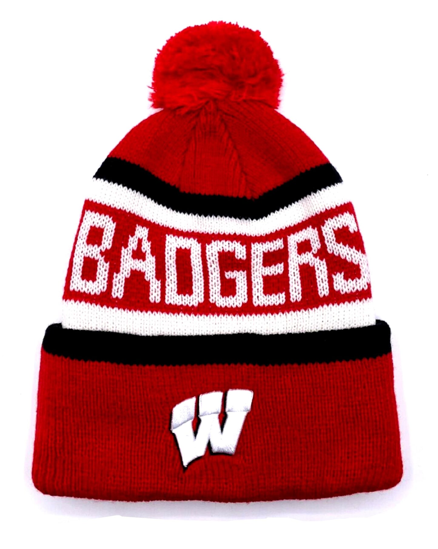 Officially Licensed University Wisconsin Cuffed Knit Pom Beanie Hat Classic Edition Team Logo Cap