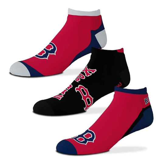 For Bare Feet Originals: Boston Red Sox Ankle Socks 3-Pack Adult Large MLB Baseball Team Logo New