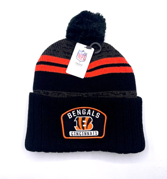 Cincinnati Bengals Beanie Hat Pom Knit Embroidered Patch NFL Football Team Logo Cap New