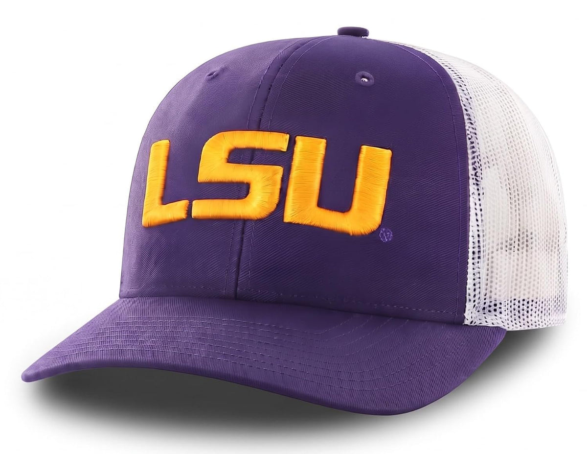LSU Tigers Two Tone Mesh Trucker Hat Purple/White Adjustable Unisex Cap