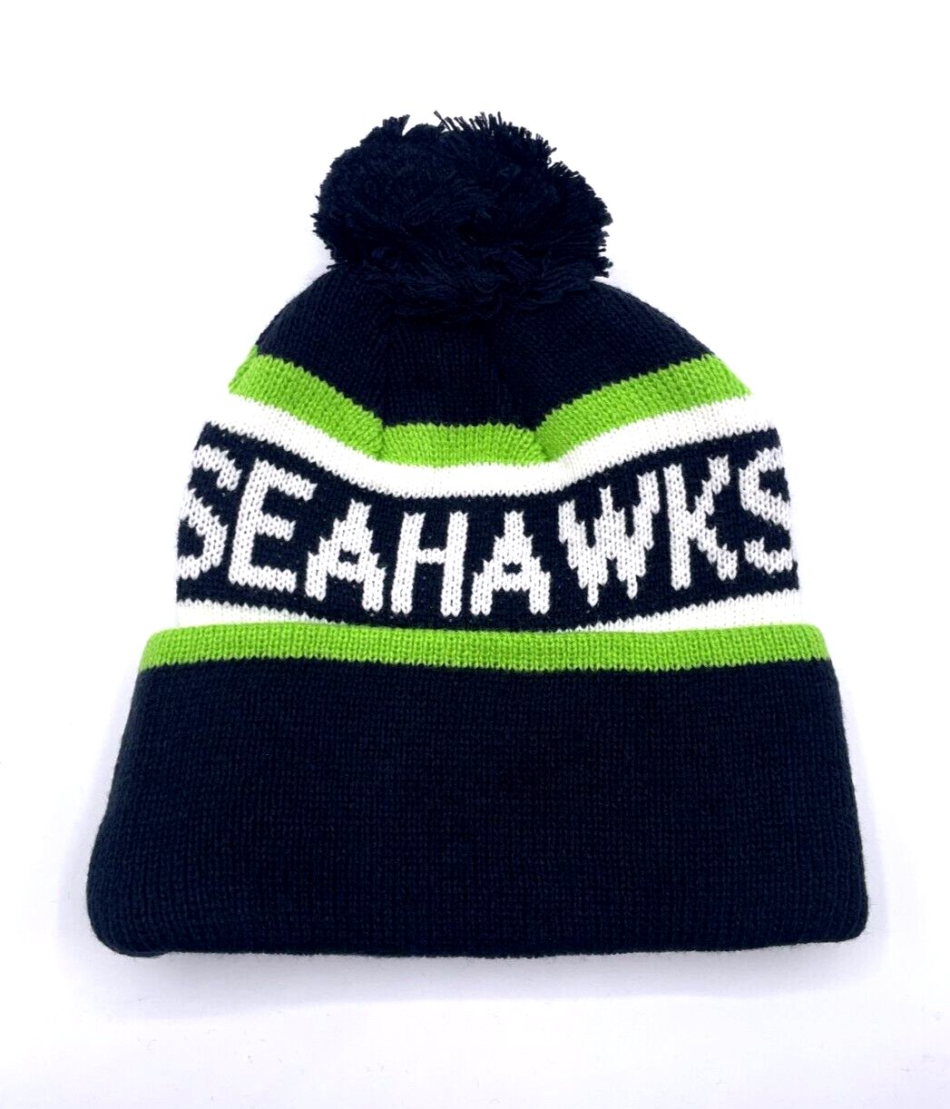 SEATTLE SEAHAWKS POM POM BEANIE HAT MVP AUTHENTIC NFL FOOTBALL TEAM KNIT CAP