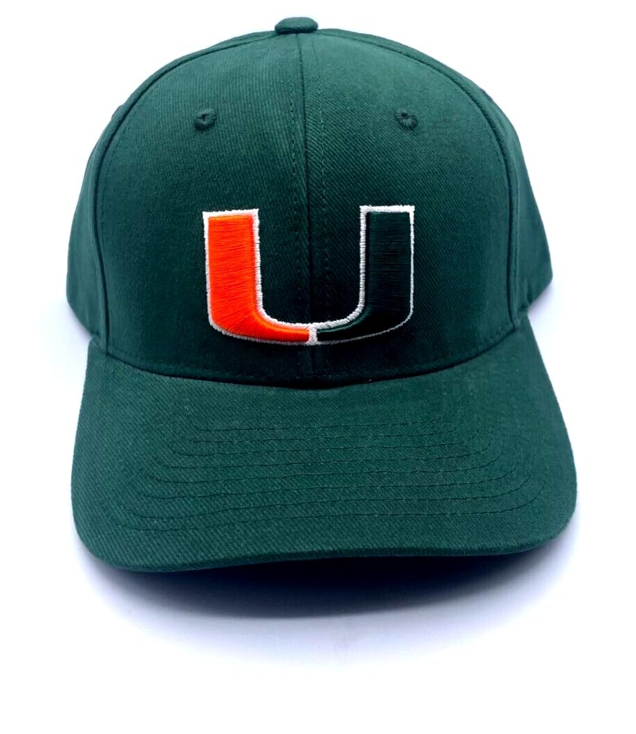 University Miami MVP Hat Classic Hurricanes Adjustable Embroidered Team Logo Cap (Green)