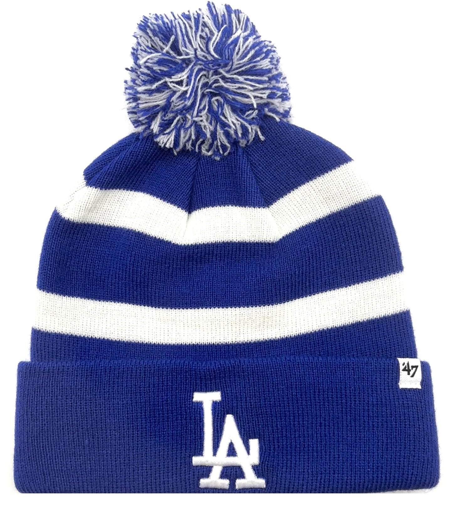 Los Angeles Dodgers Blue Cuffed Knit Pom Beanie Hat Classic Edition Team Logo Embroidered Cap