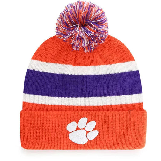 Clemson Tigers Beanie Hat with Pom Orange Cuff Breakaway NCAA Cuffed Winter Knit Toque Cap New