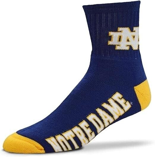 FOR BARE FEET ORIGINALS NOTRE DAME FIGHTING IRISH CREW SOCKS LARGE NCAA TEAM NEW