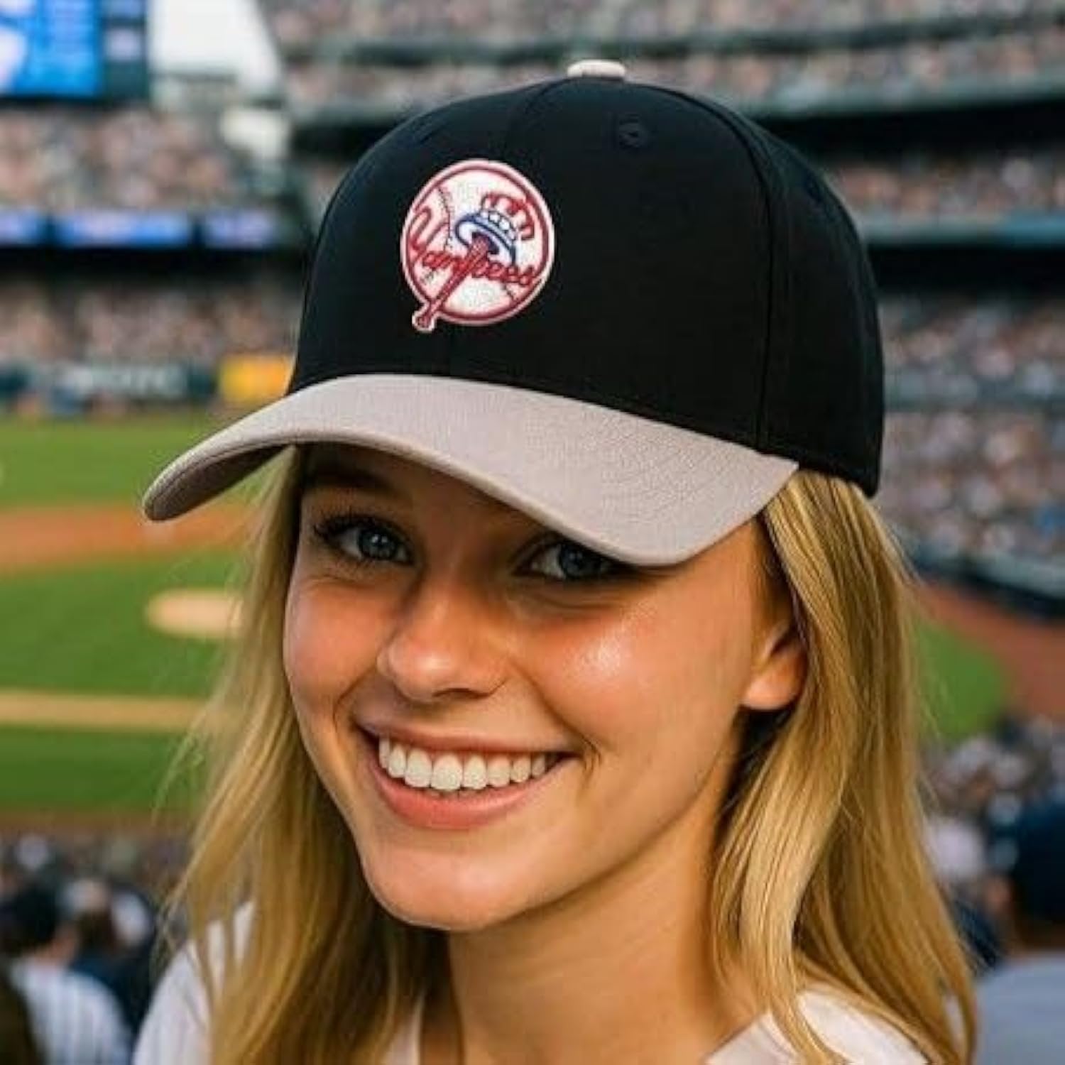 New York Yankees Hat Two Tone Black and Gray Cooperstown Adjustable Embroidered Sports Cap