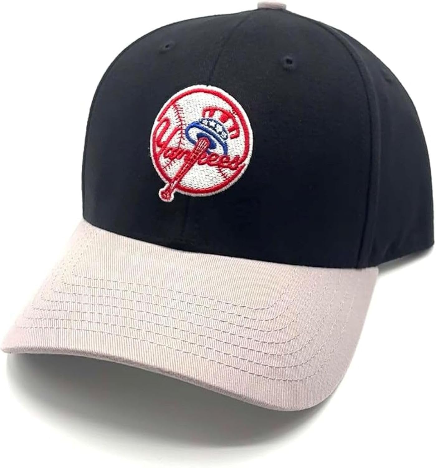 New York Yankees Hat Two Tone Black and Gray Cooperstown Adjustable Embroidered Sports Cap