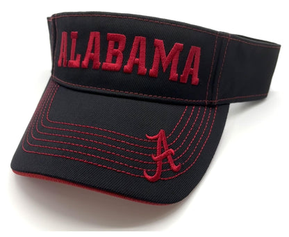 Officially Licensed Alabama University Black Visor Hat Classic Embroidered Team Logo Adjustable Sun Cap