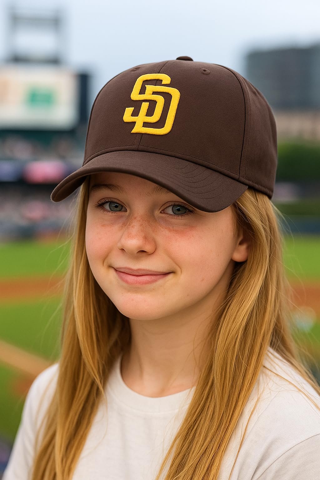 Officially Licensed San Diego Padres MLB Youth Boys Girls Brown Hat Embroidered Yellow SD Logo Adjustable